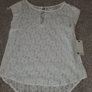 New STYLUS brand White Boho Floral Lace Top Size S